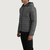 Vimor Grey Leather Hooded Jacket